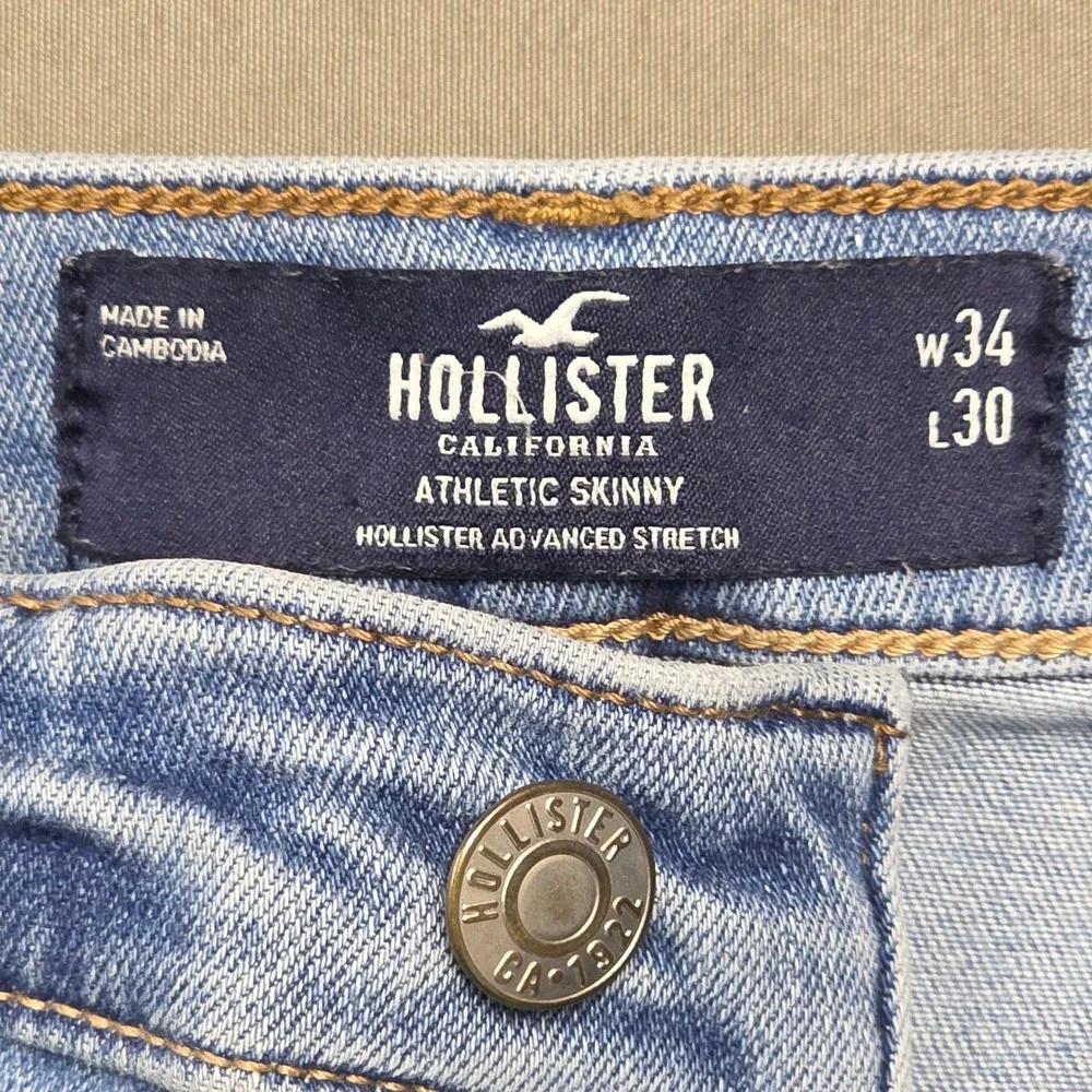 Hollister Jeans Men's Athletic Skinny Distressed Advanced Stretch Blue 34x30